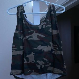 camo crop top with hoodie